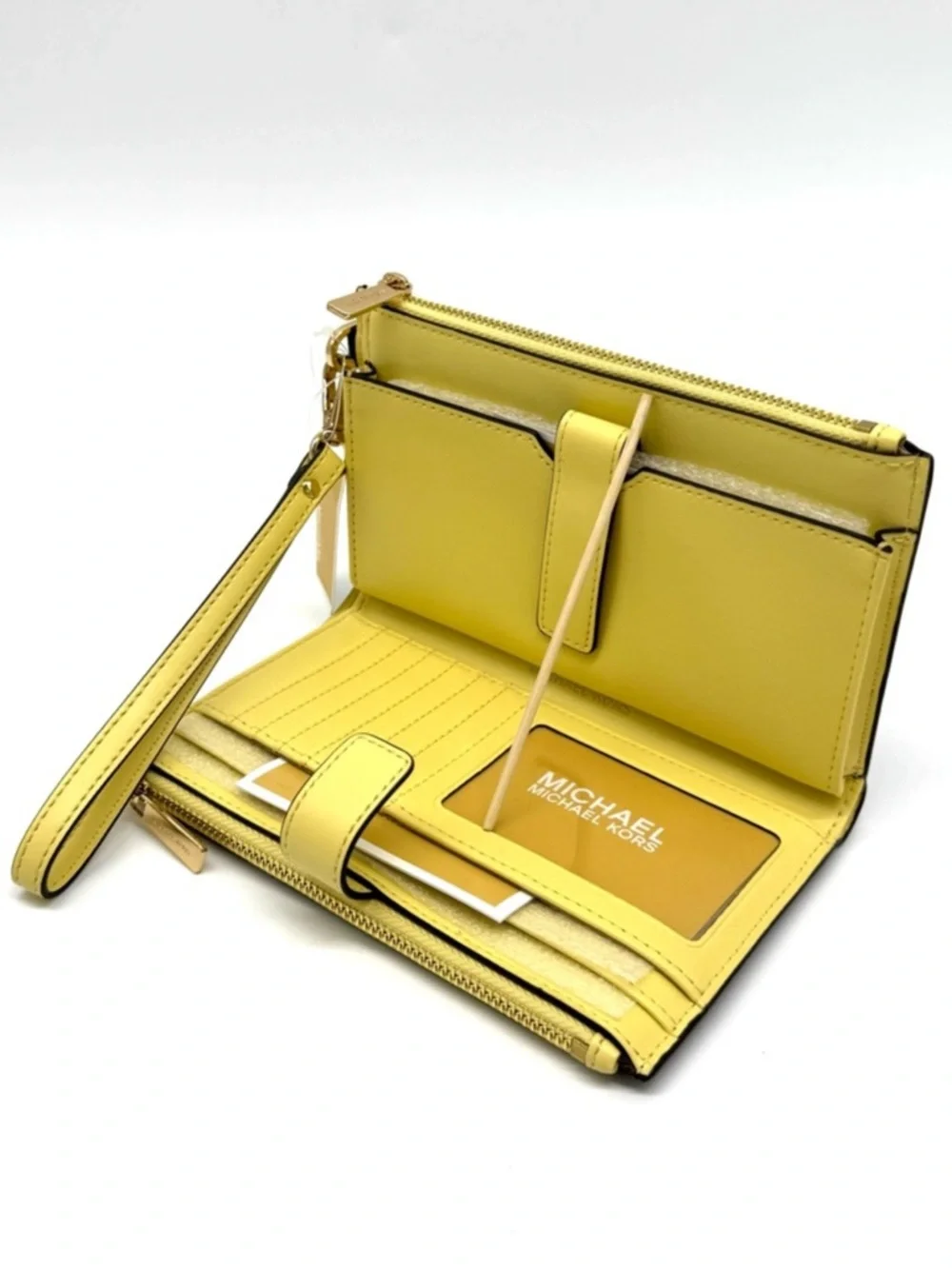 Michael Kors Large Jet Set Travel Logo Double Zip Wallet Buttercup